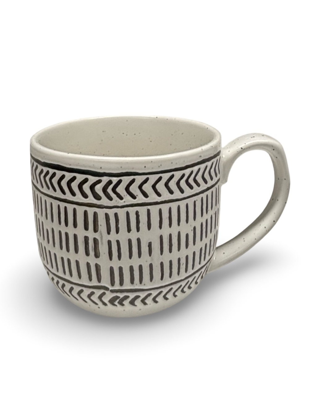 The Old Pottery Company Stoneware Hand Glazed Matte Coffee Mug 16oz White Black